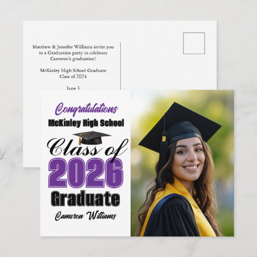 Purple Class of 2026 Graduate Photo Graduation
