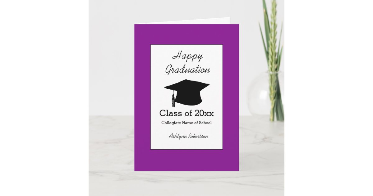 Graduation Puple Menu Card Purple Class of 2026 Graduation Card | Zazzle