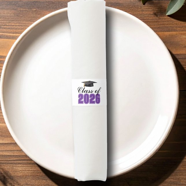 Purple Class of 2026 Graduation Party Napkin Bands (Creator Uploaded)