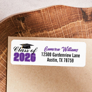 Purple Class of 2026 Graduation Return Address Label