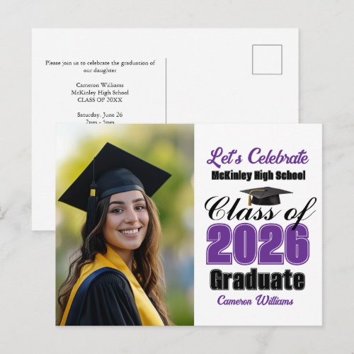 Purple Class of 2026 Photo Graduation Party