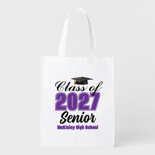 Purple Class of 2027 Senior Custom High School Grocery Bag
