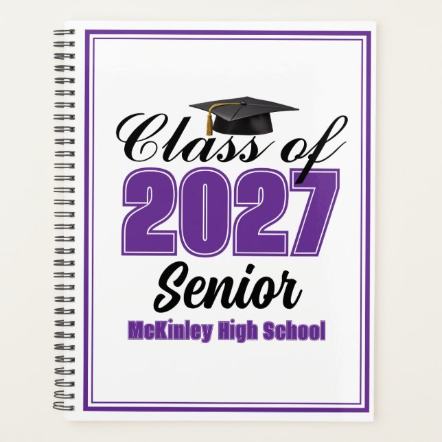 Purple Class of 2027 Senior Custom High School Planner (Front)