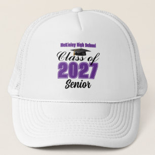 Purple Class of 2027 Senior Custom High School Trucker Hat
