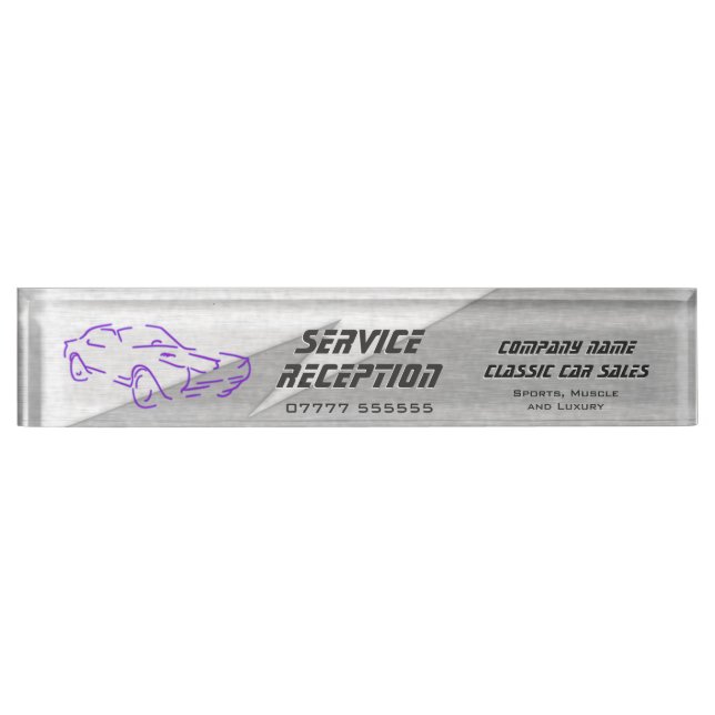 Purple Classic Car, lightning, service area Name Plate (Front)