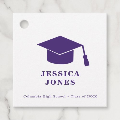 Purple Classic Graduation Cap Class of 2021 Favor Tags