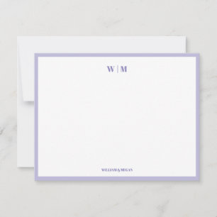 Purple Classic Monogram Custom Couple Wedding Note Card
