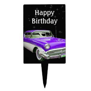 Purple Classic Muscle Car Birthday Bash Cake Topper