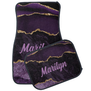 Purple Classy Modern Elegant Gold Glitter Car Floor Mat