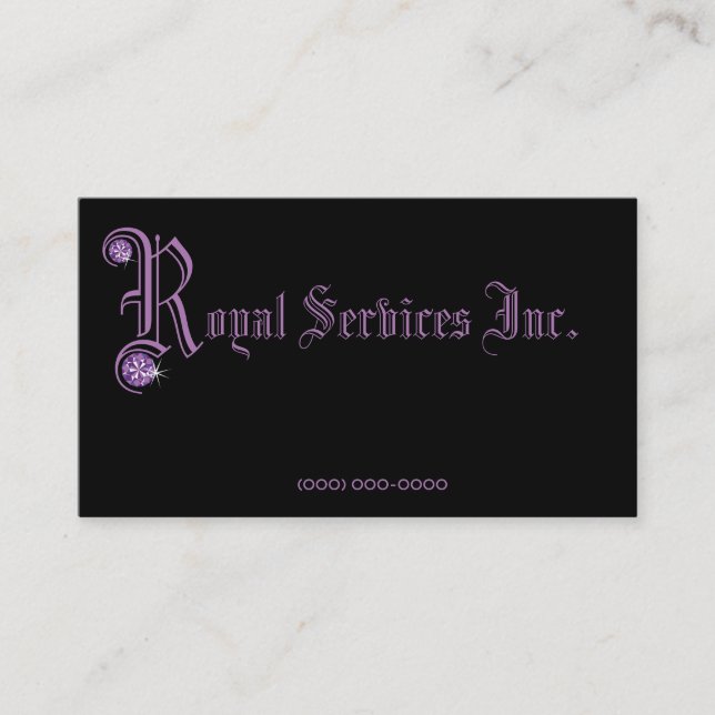 Purple Classy Rhinestone Design Template Diamonds Business Card (Front)