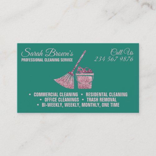 Purple Cleaning Green Maid Janitorial sparkle Business Card