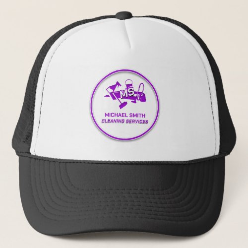 Purple Cleaning Services Brand Custom Logo Cute Trucker Hat