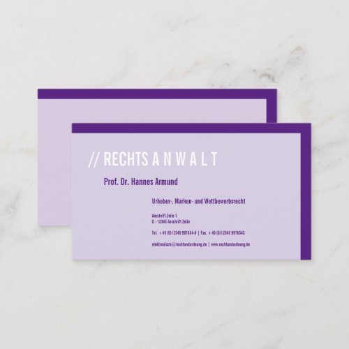 Purple clear abstract modern Typography based Business Card