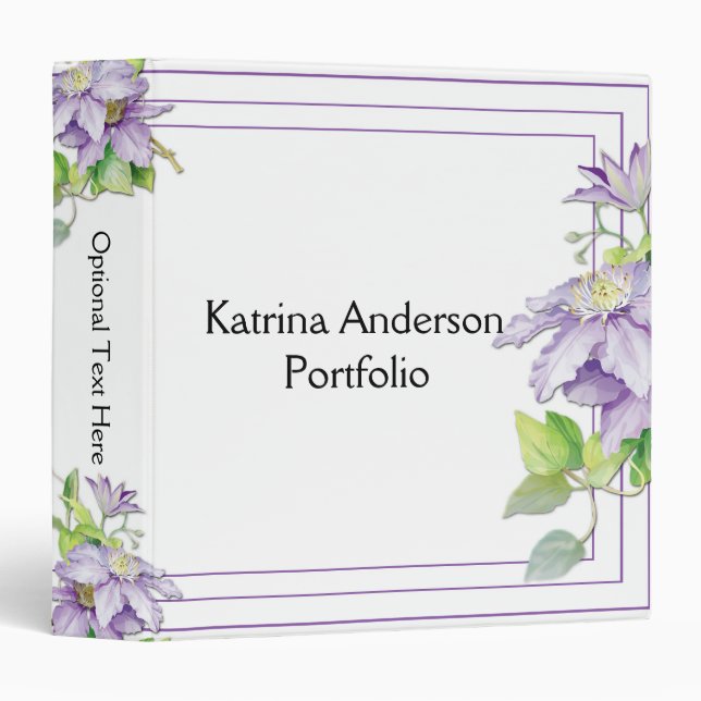 Purple Clematis Avery Binder (Front/Spine)