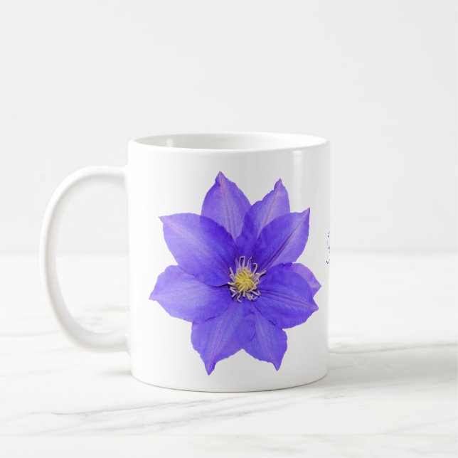 Purple Clematis Coffee Cup Mug (Left)