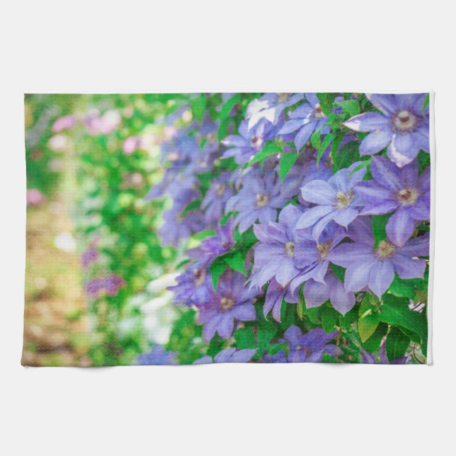 Purple Clematis flower ランチョンマット Kitchen Towel (Horizontal)