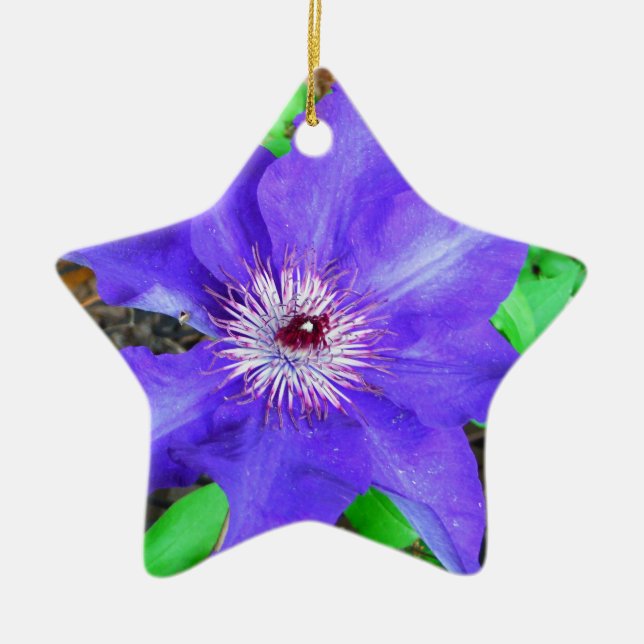 Purple Clematis Flower Ceramic Ornament (Front)