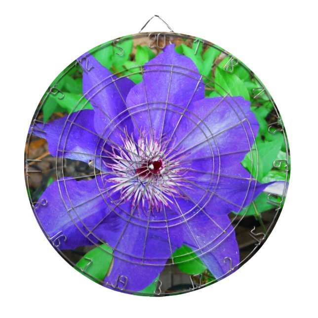 Purple Clematis Flower Dart Board (Front)
