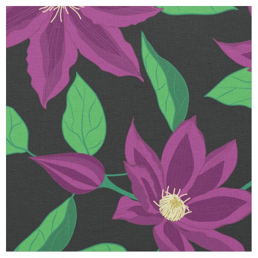 Purple clematis flower garden Fabric