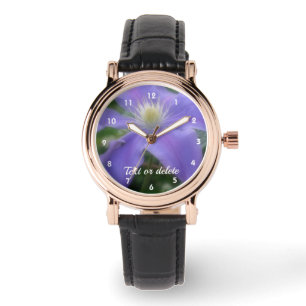 Purple Clematis Flower Personalized Watch
