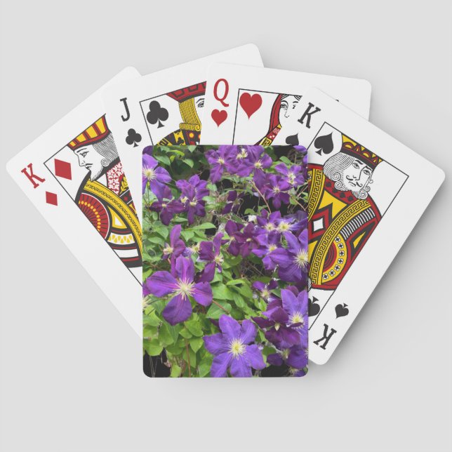 Purple Clematis Flower Photograph Poker Cards (Back)