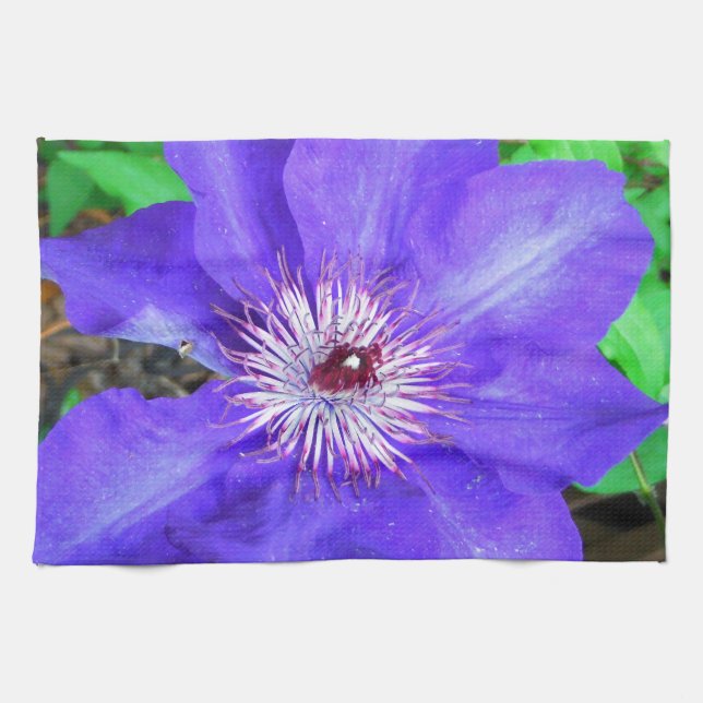 Purple Clematis Flower Towel (Horizontal)