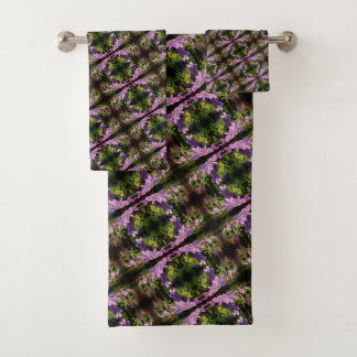 Purple Clematis Flowers Abstract Pattern Bath Towel Set