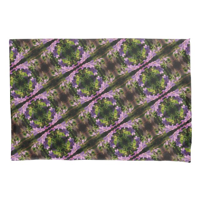 Purple Clematis Flowers Abstract Pattern Pillow Case (Front)