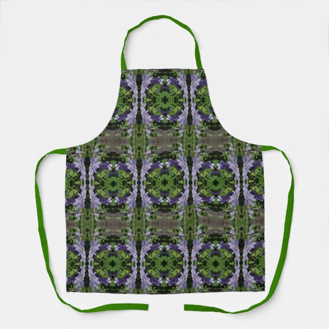 Purple Clematis Flowers Art Pattern    Apron (Front)