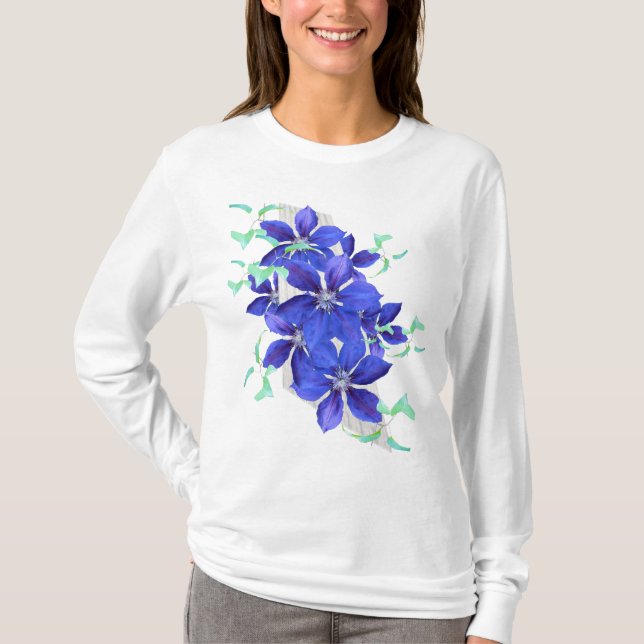 Purple Clematis Flowers Celebration Shirt (Front)
