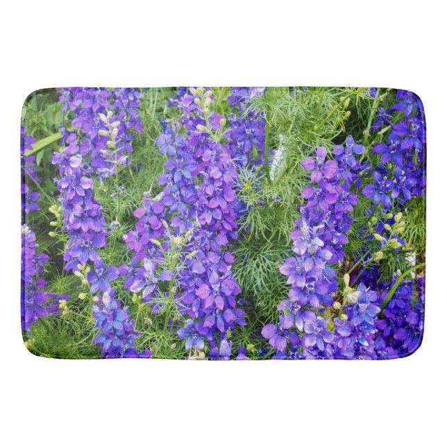 Purple Clematis Flowers In Bloom, Memory Foam Bath Mat (Front)