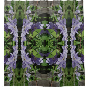 Purple Clematis Flowers Mirror Nature Art     Shower Curtain