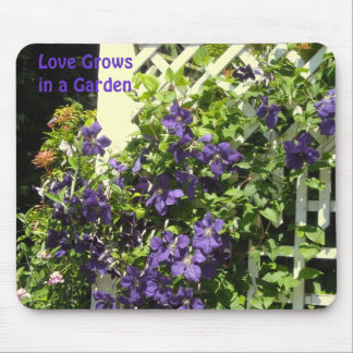 Purple Clematis Garden Saying Mouse Pad