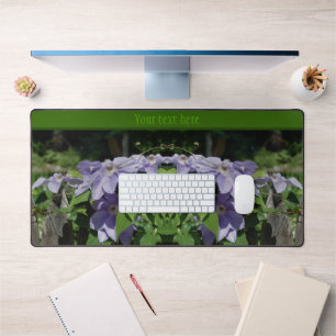 Purple Clematis On Fence Personalized Desk Mat