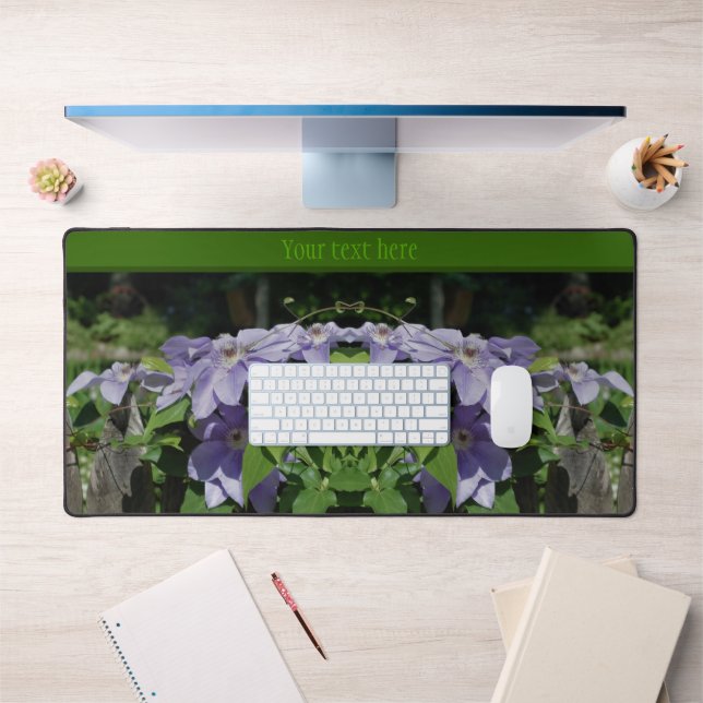 Purple Clematis On Fence Personalized Desk Mat (Office 1)