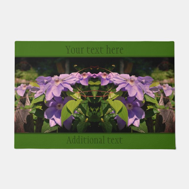 Purple Clematis On Fence Personalized Doormat (Front)