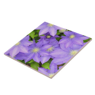 PURPLE CLEMATIS (PHOTOG) LARGE CERAMIC TILE/TRIVET CERAMIC TILE