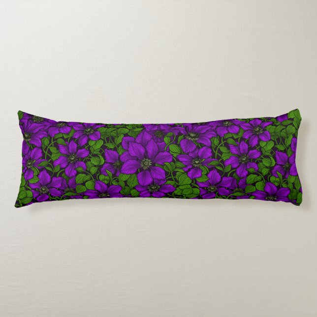 Purple Clematis vine Body Pillow (Front)