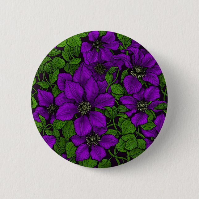 Purple Clematis vine Button (Front)
