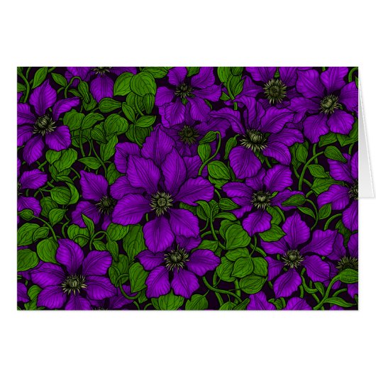 Purple Clematis vine Cards (Front Horizontal)