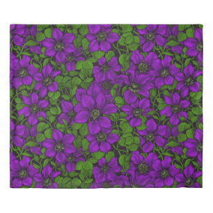 Purple Clematis vine Duvet Cover