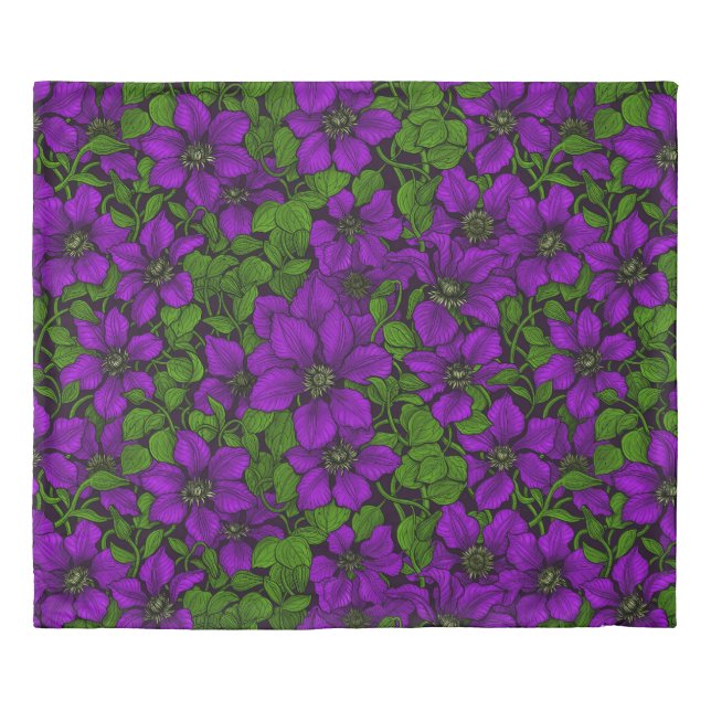 Purple Clematis vine Duvet Cover (Front)