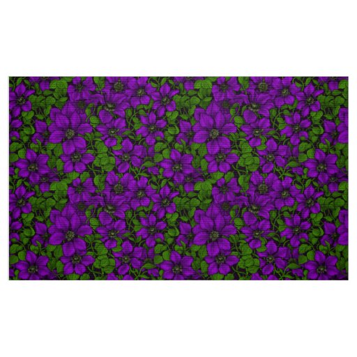 Purple Clematis vine Fabric