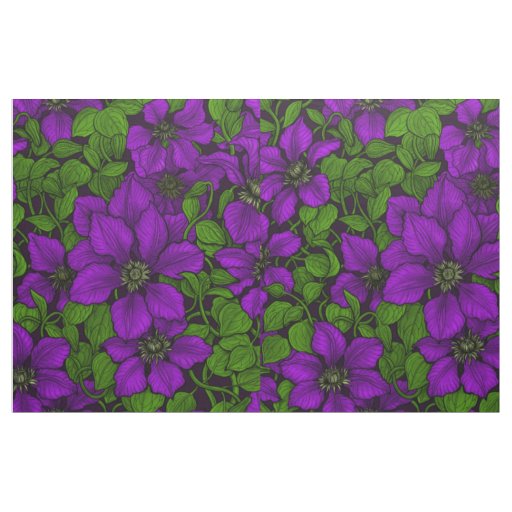 Purple Clematis vine Fabric
