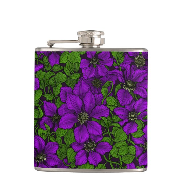 Purple Clematis vine Flask (Front)