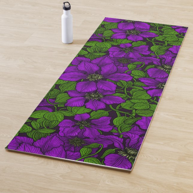 Purple Clematis vine Yoga Mat (In Situ)