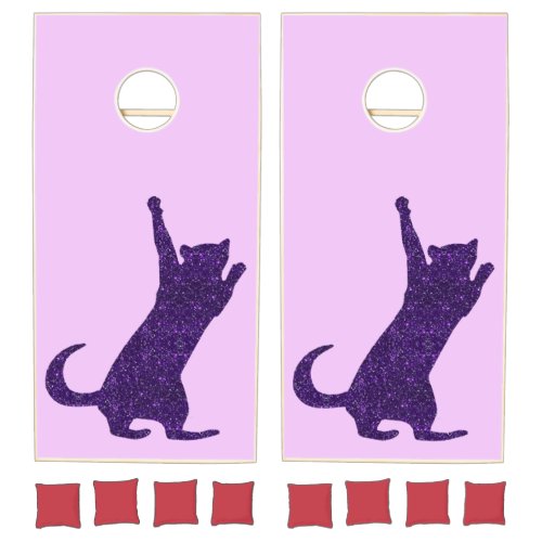 Purple Climbing Kitty Cat Cornhole Set