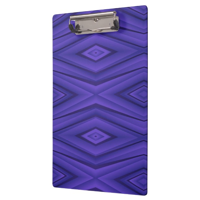 purple clipboard with a geometric diamond pattern (Left)