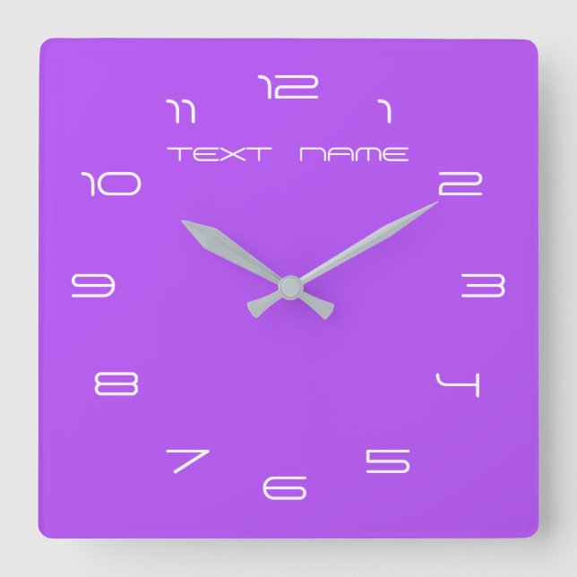 Purple Clock Personalized Custom Text and Color (Front)