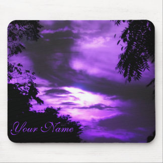 Purple Clouded Sky Mouse Pad